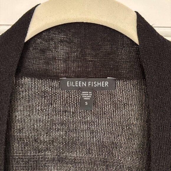 Eileen Fisher Sheer Black Linen/Nylon Open Cardigan (S/P) Worn Once - Picture 6 of 7